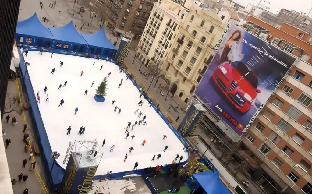 Instalación de una pista de hielo natural